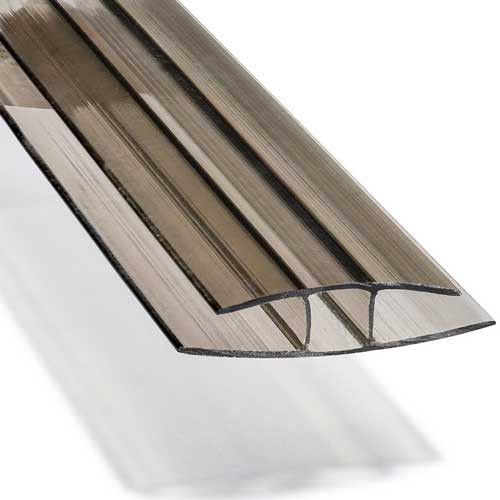 Профиль соединительный для поликарбоната неразъёмный Н образный 8 мм Бронзовый 6 м